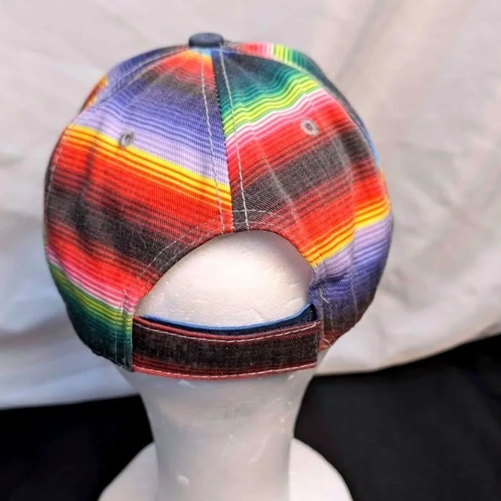 Hat Republic ~ Texas Serape‎ Baseball Cap ~ OS ~ Navy Blue Distressed/Rainbow